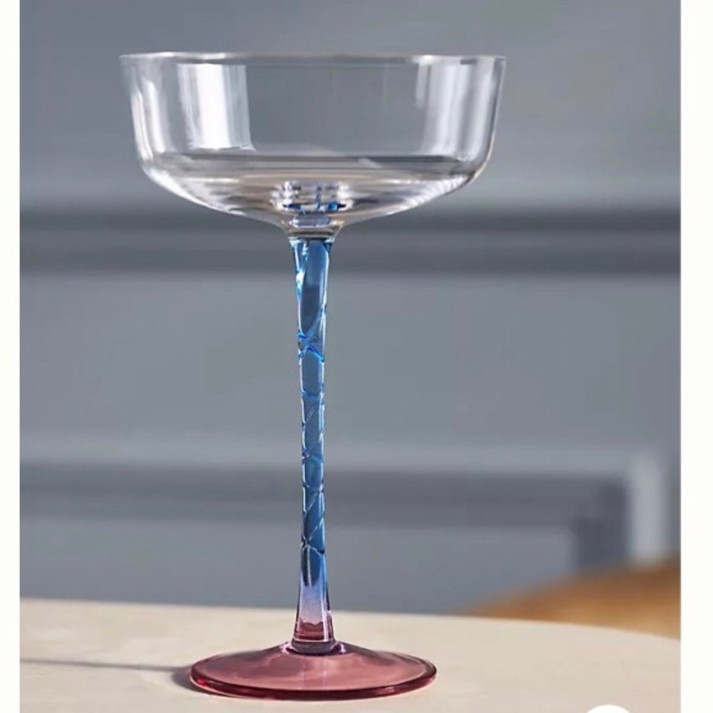 Anthropologie Coupe Glasses Handpainted Handblown Set Of Four New In Box NWT - Picture 3 of 9